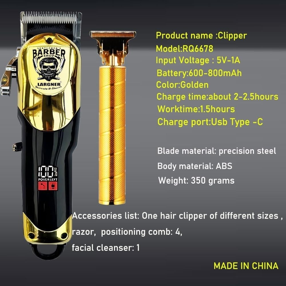 Professional Hair Clippers for Men, Cordless Barber Clippers and Trimmer Set