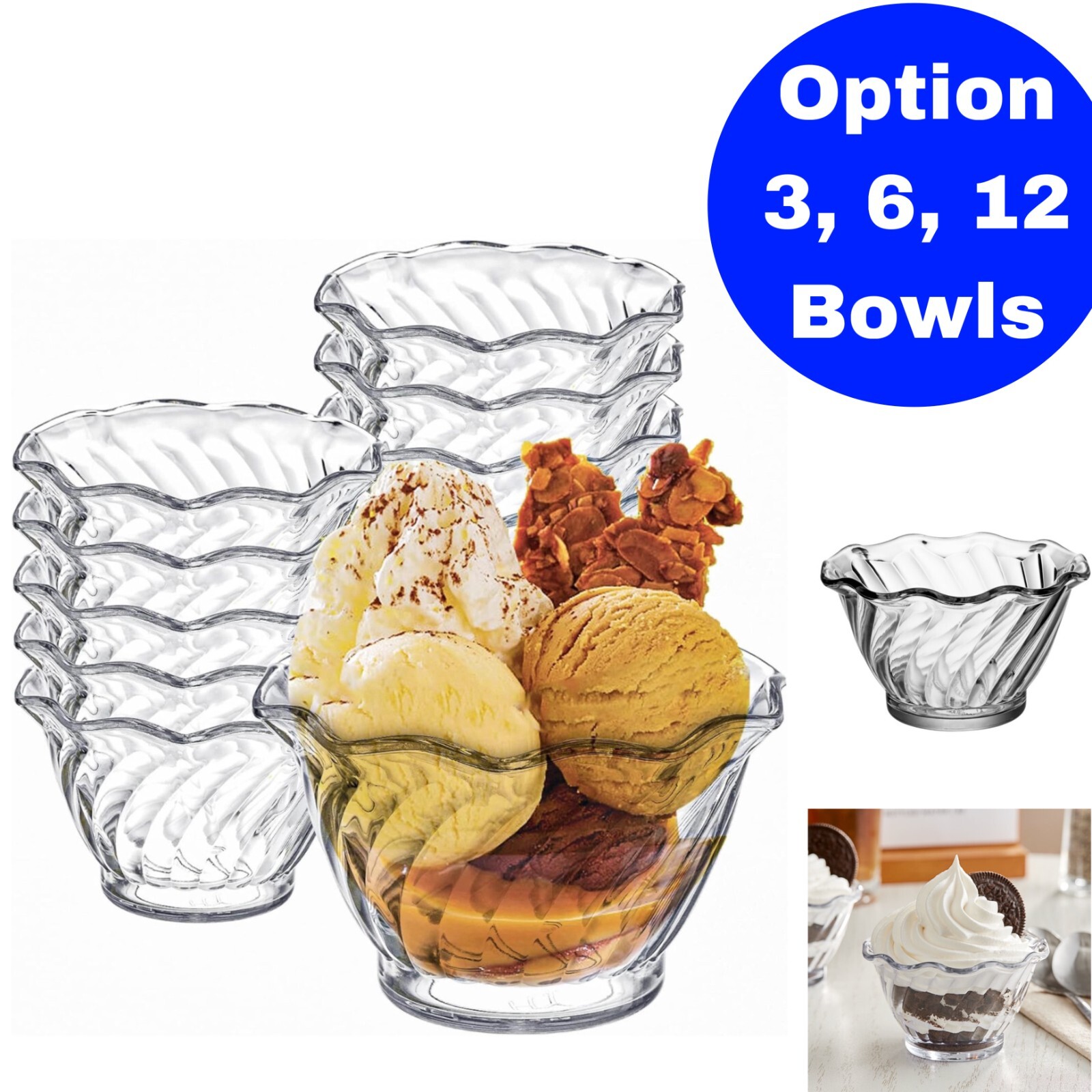 5 oz Clear Plastic Dessert Dish Ice cream Cups Yogurt Bowls