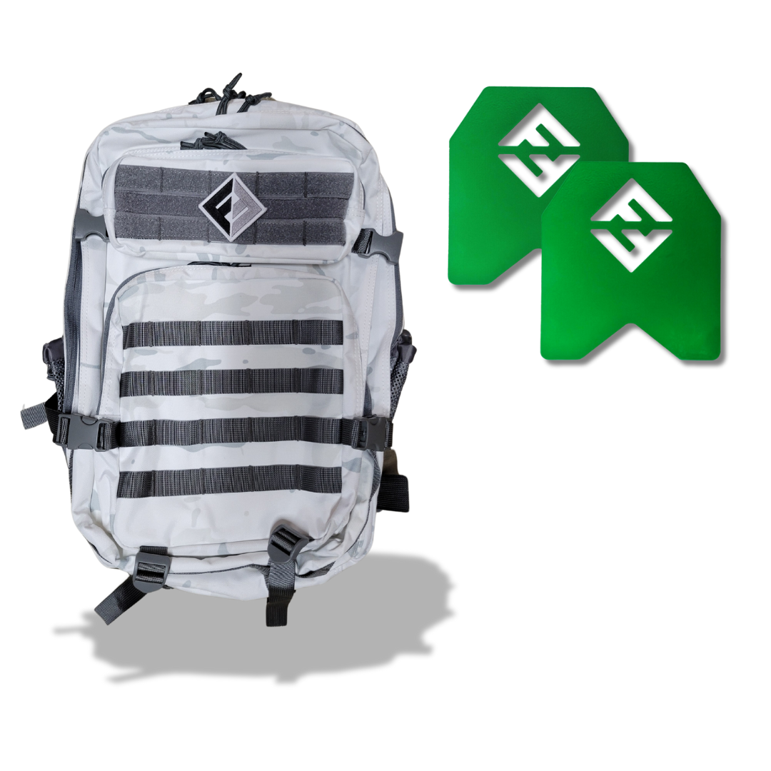 F&F STEEL Tactical Fitness Backpack with Weight Plates for Rucking and Training