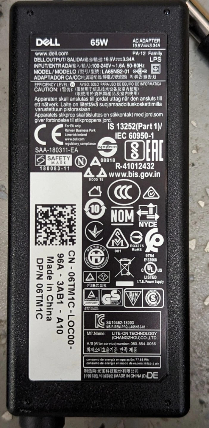 TESTED Genuine Dell 65W Latitude E5470 E5480 E5400 Laptop AC Adapter Charger !