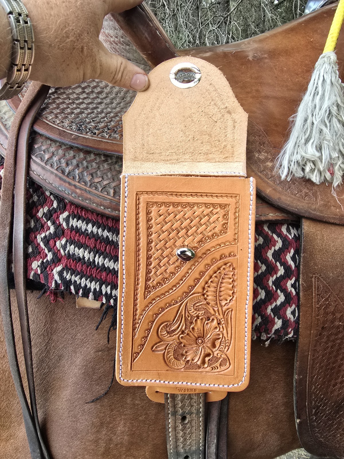 Customizable Leather Saddle Cell Phone Holder