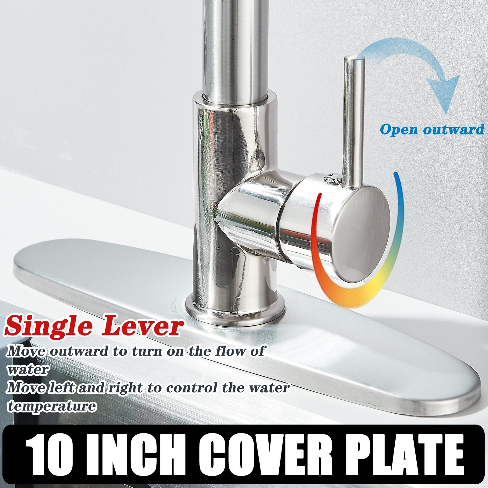 Kitchen Sink Faucet Pull Down Sprayer Stainless steel Single Handle Swivel Mixer