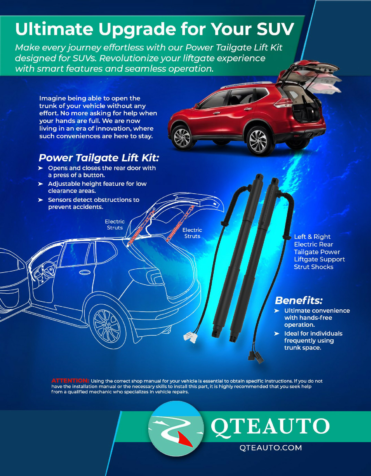 Pair 2 Rear Left-Right Tailgate Power Lift Support for 2015-2020 Chevrolet Tahoe