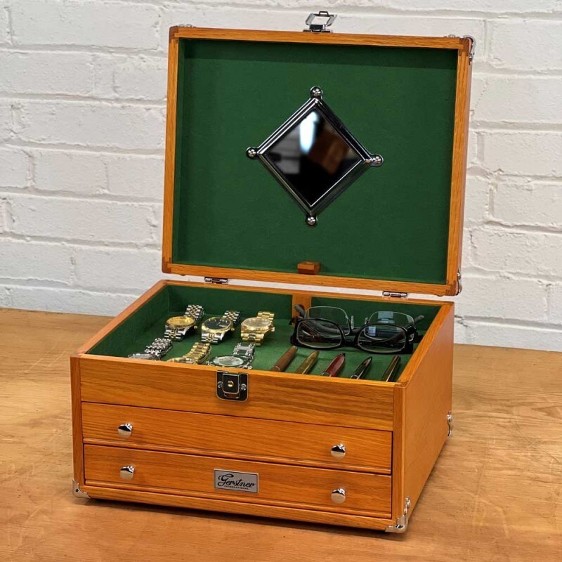 NEW ITEM GI-T14 Red Oak 2 Drawer Jewelry Case Gerstner International PRE-TARIFF