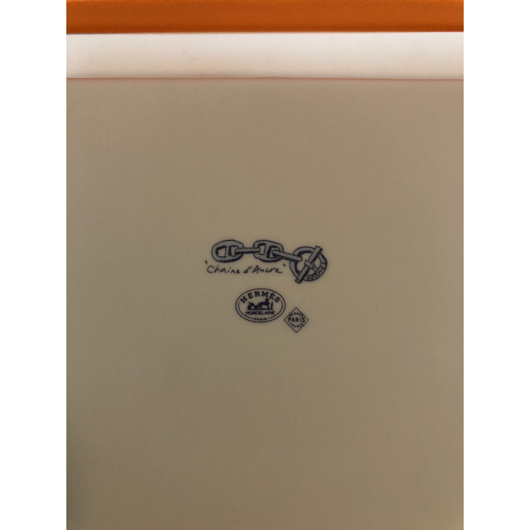 HERMES Paris Authentic Plate Chain D'ancre Blue Ashtray Porcelain Box Interior