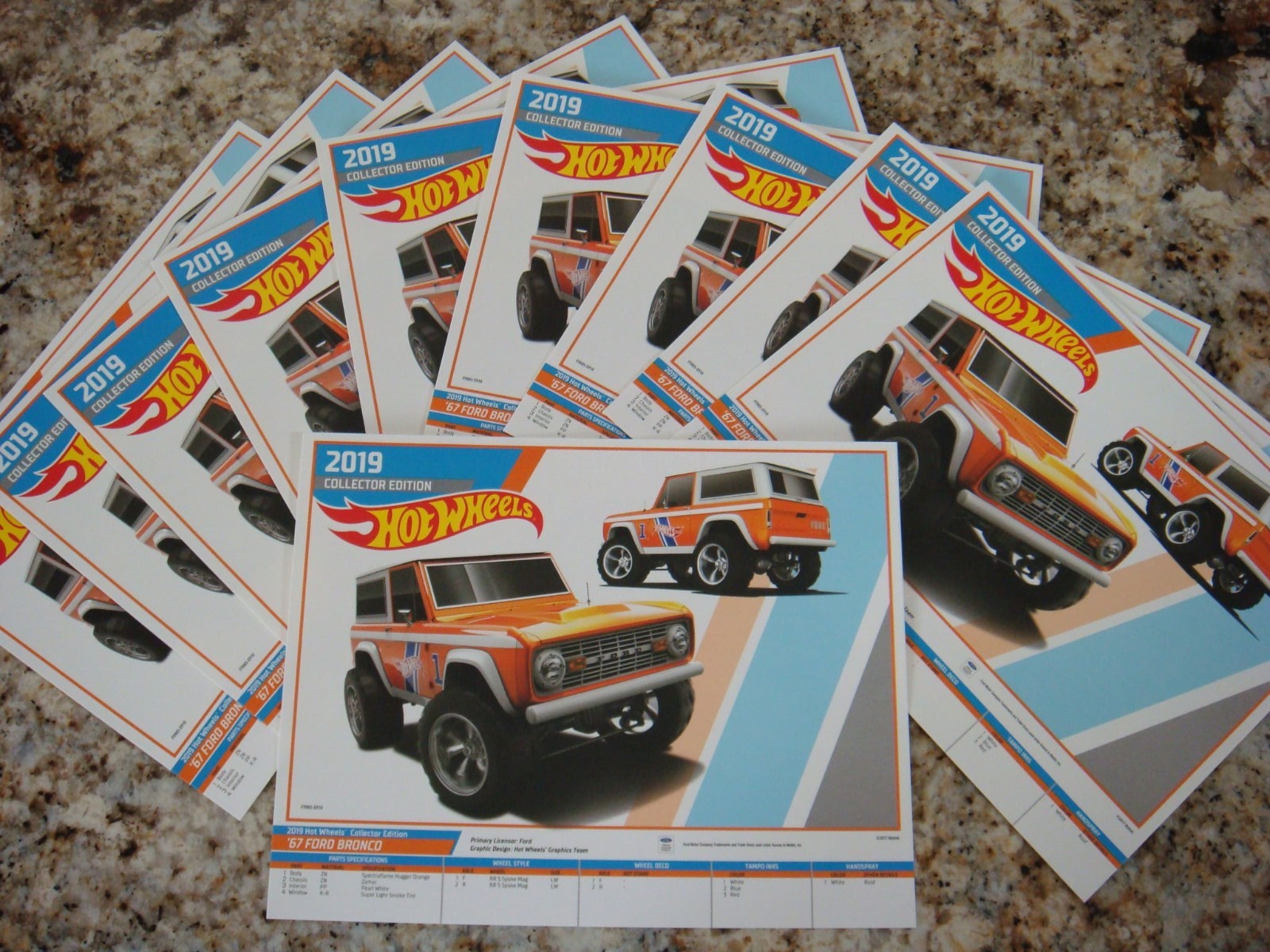 2019 Hot Wheels Collector Edition Kmart 67 Ford Bronco Posters 10 pc Promo