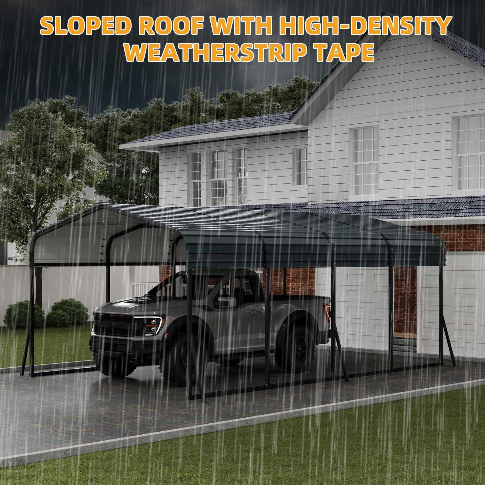 12'x20' Metal Carport, Heavy Duty Galvanized Steel Roof Canopy Car Shelter Truck