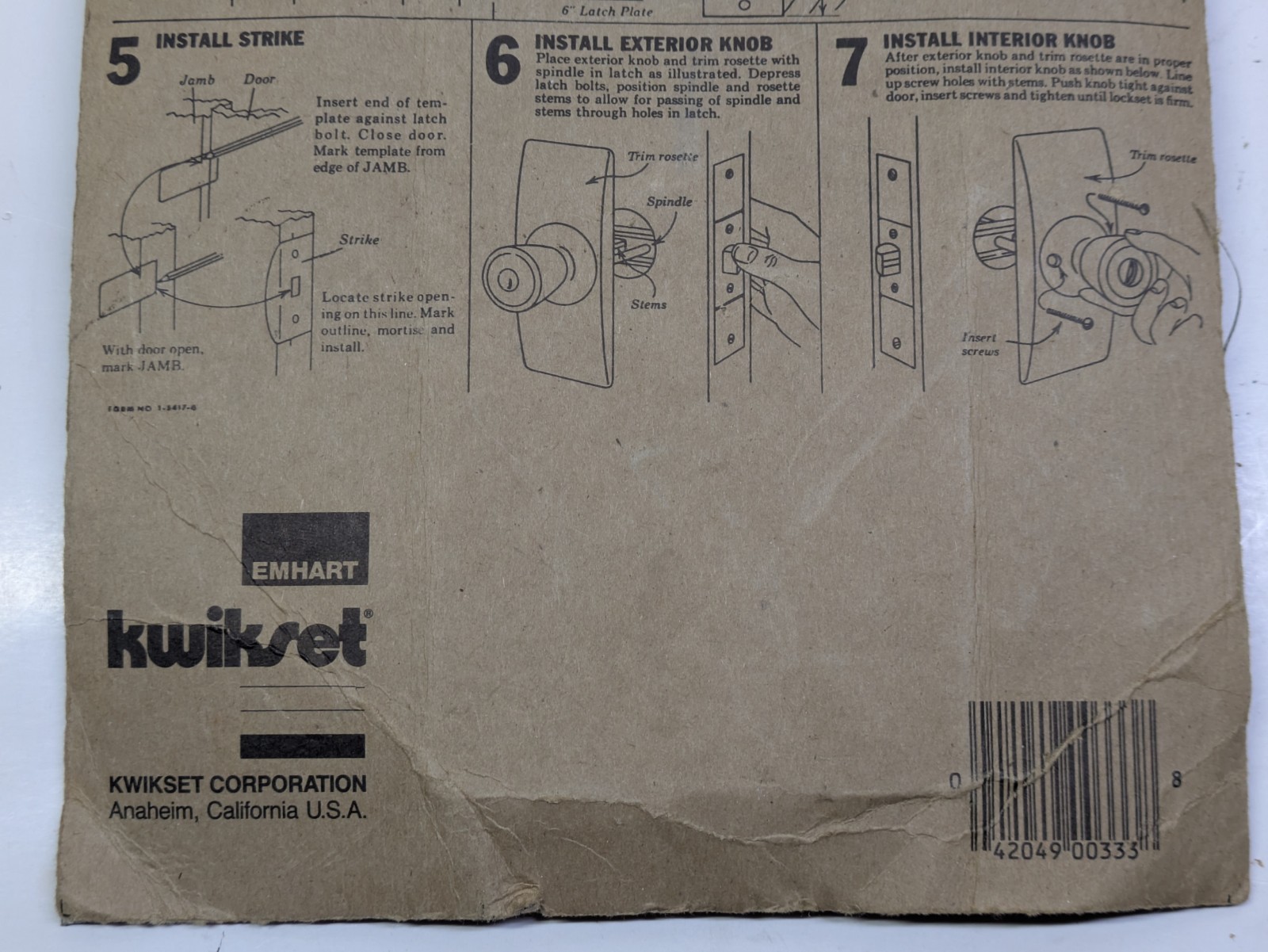 Vintage Kwikset Brass Modernization Kit For Converting Mortise Lock Sets NIP