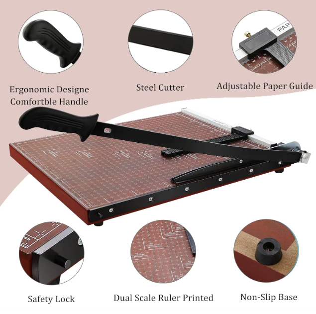 Paper Cutter Heavy Duty 18" Cut Length Professional Large Paper Cutter 12-Sheet