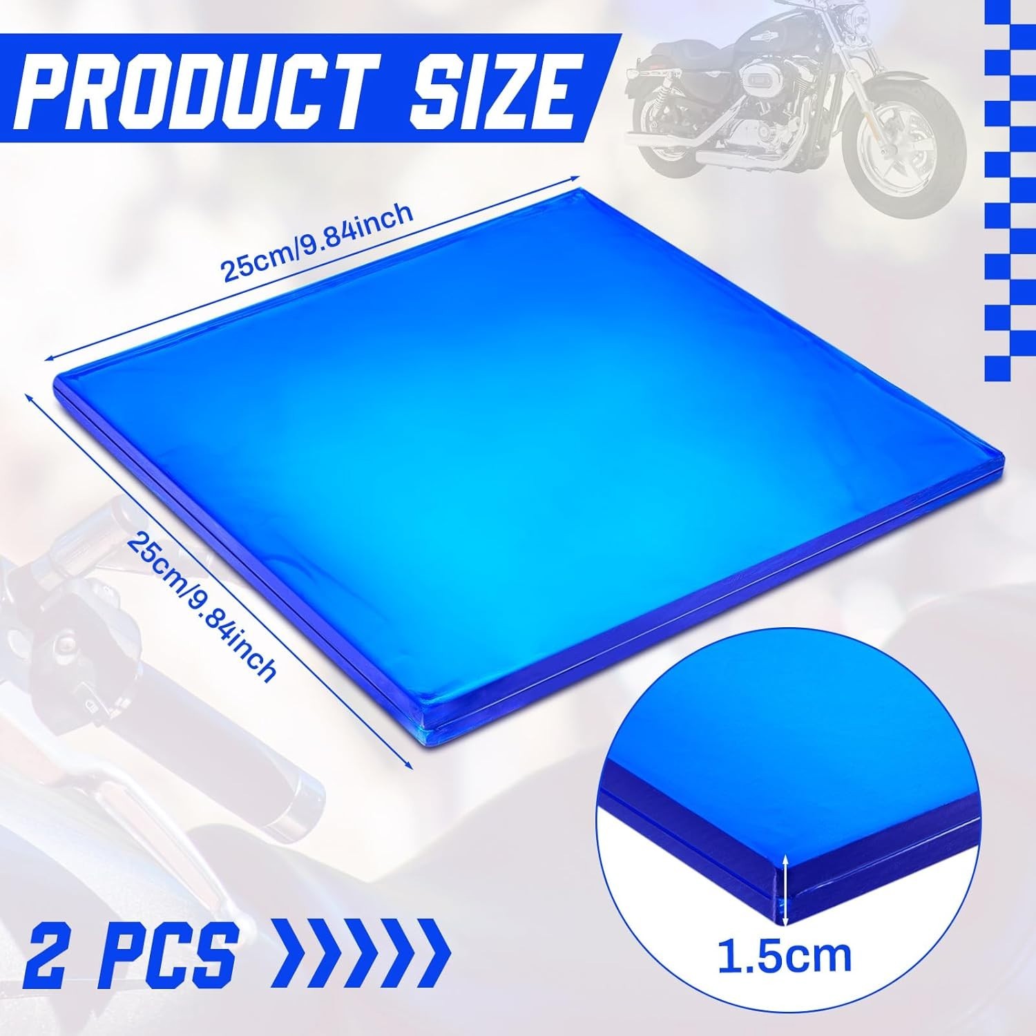 2 Pcs Motorcycle Seat Gel Pad Shock Absorption Motorcycle Seat Cushion Coolin...