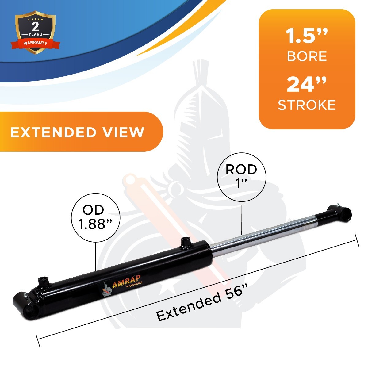 1.5x24 Hydraulic Cylinder-1.5" Bore, 24" Stroke -Welded Cross Tube Cylinder(new)