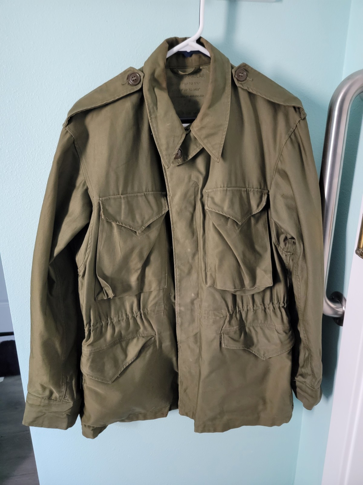 Vintage 1950s US Army Field Jacket Without Liner Size Regular Small