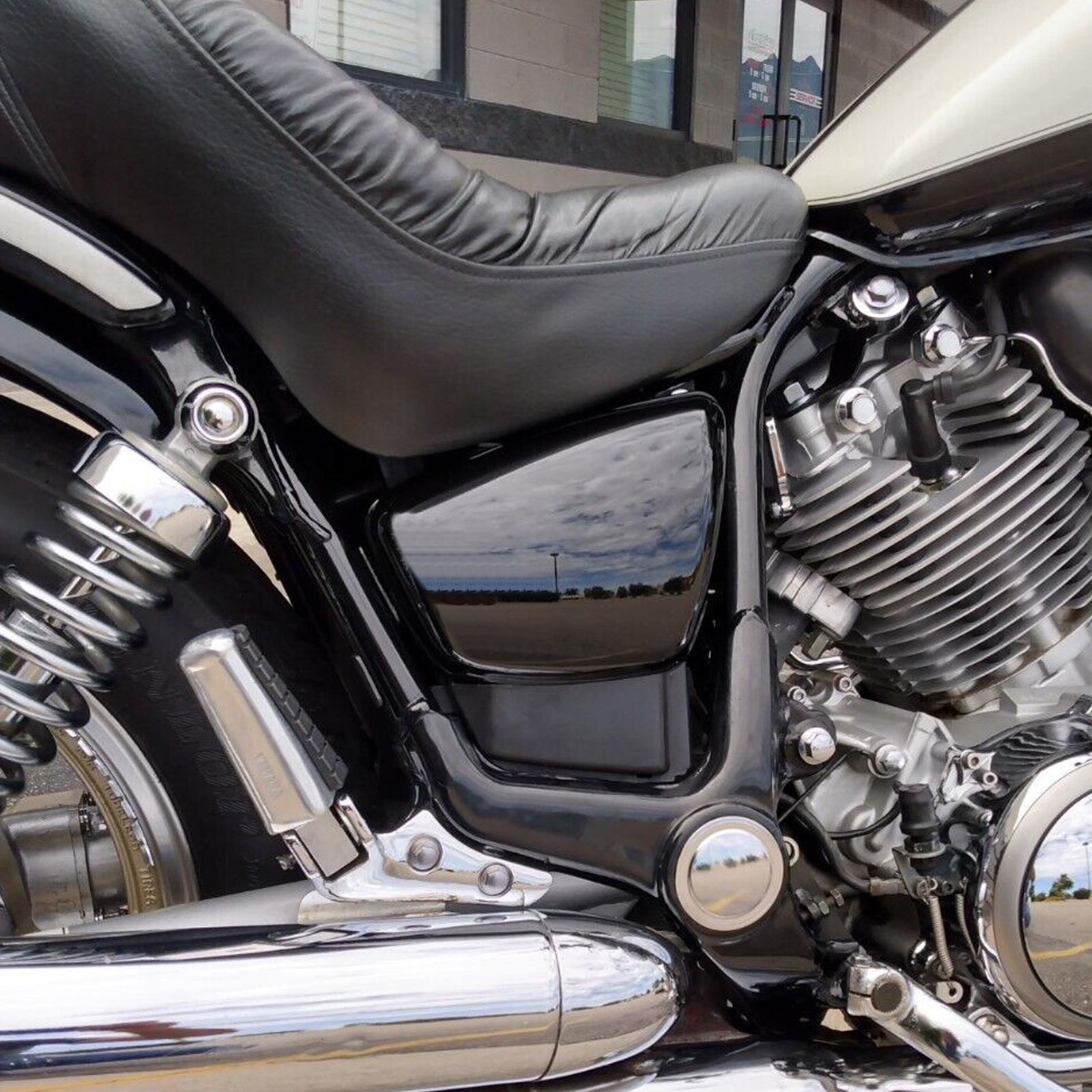 For Yamaha 1984-up XV700 750 1000 1100 Virago Side Panel Battery Cover Black