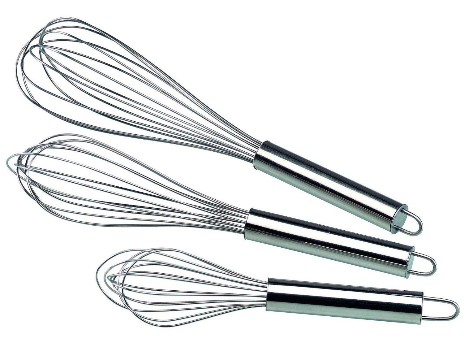 Set of 3 STAINLESS STEEL BALLOON WIRE WHISK SET WHIP MIX STIR BEAT 8/10/12 inch