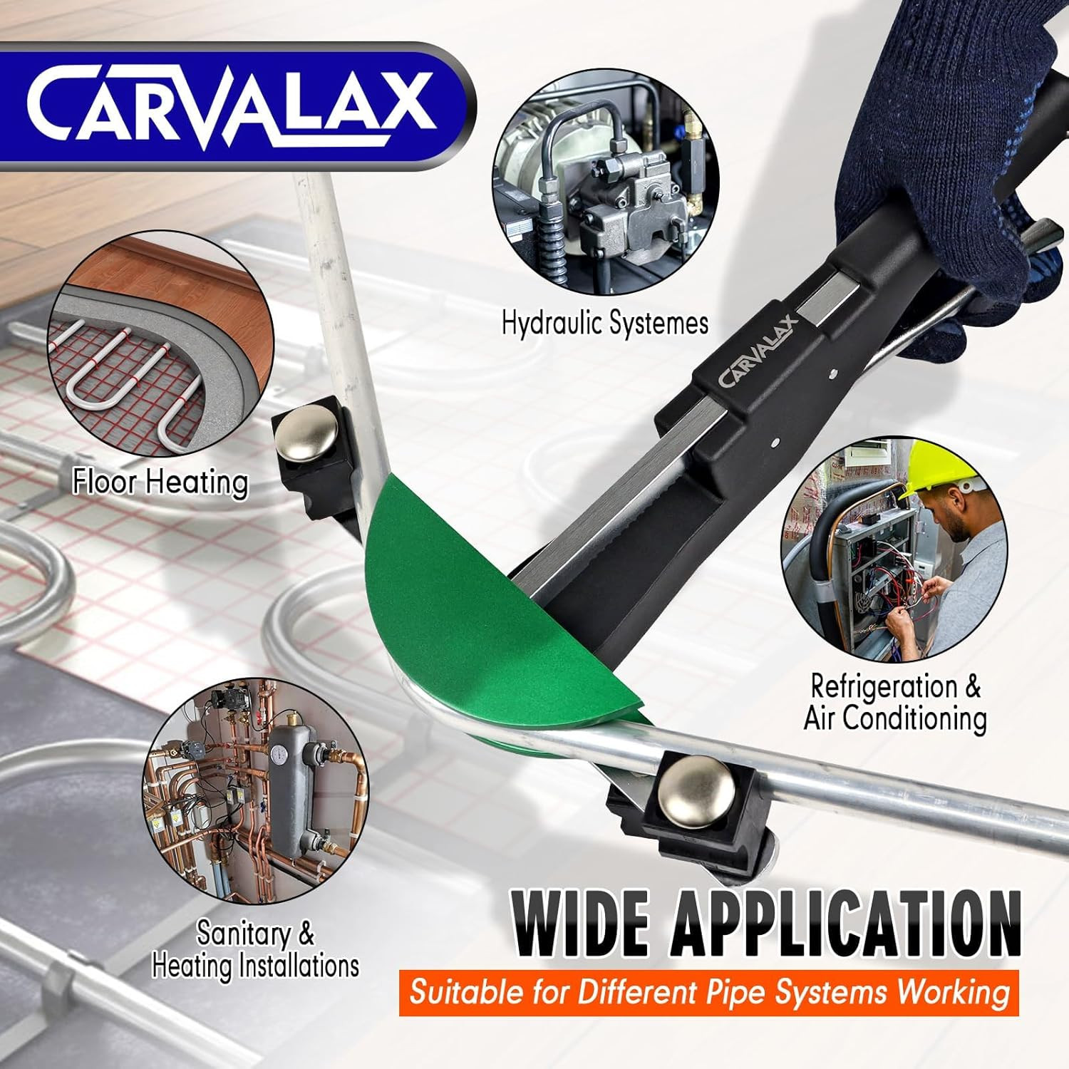 CAVALAX 90° Ratcheting Pipe Bender Set for HVAC, 1/4” to 7/8” O.D.