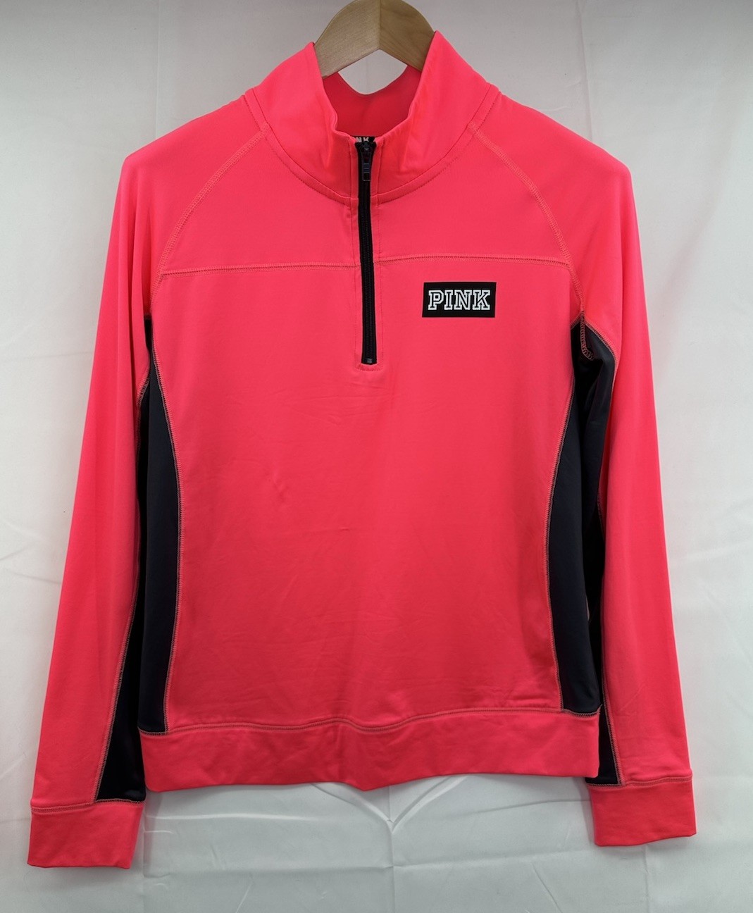 New PINK Victoria's Secret Ultimate Logo Pink Gray 1/4 Zip Pullover Women’s