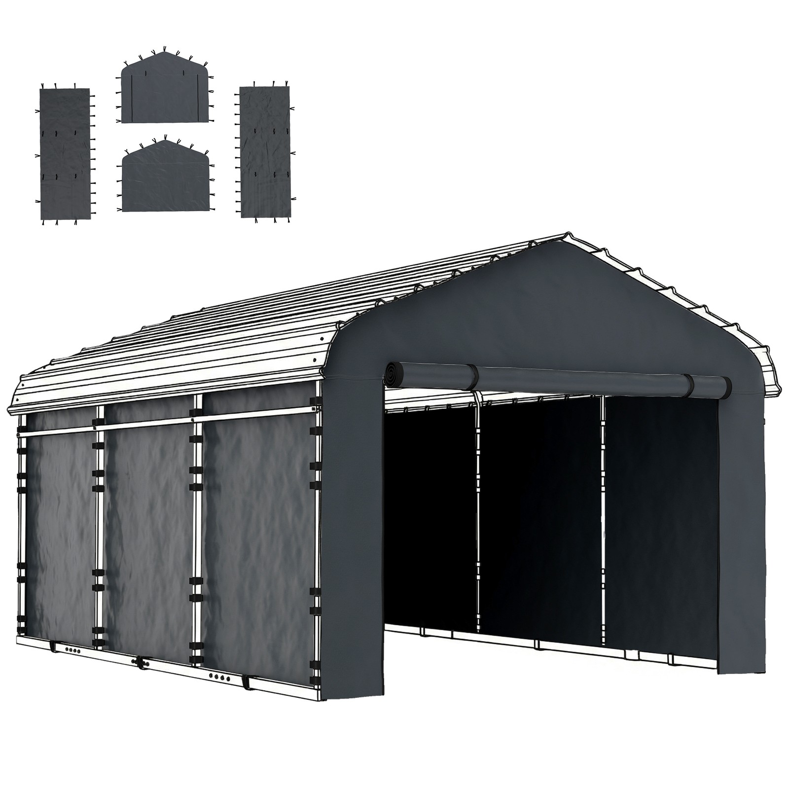 Carport Replacement Sidewall Panel Set of 4 for 12' x 20' Carports