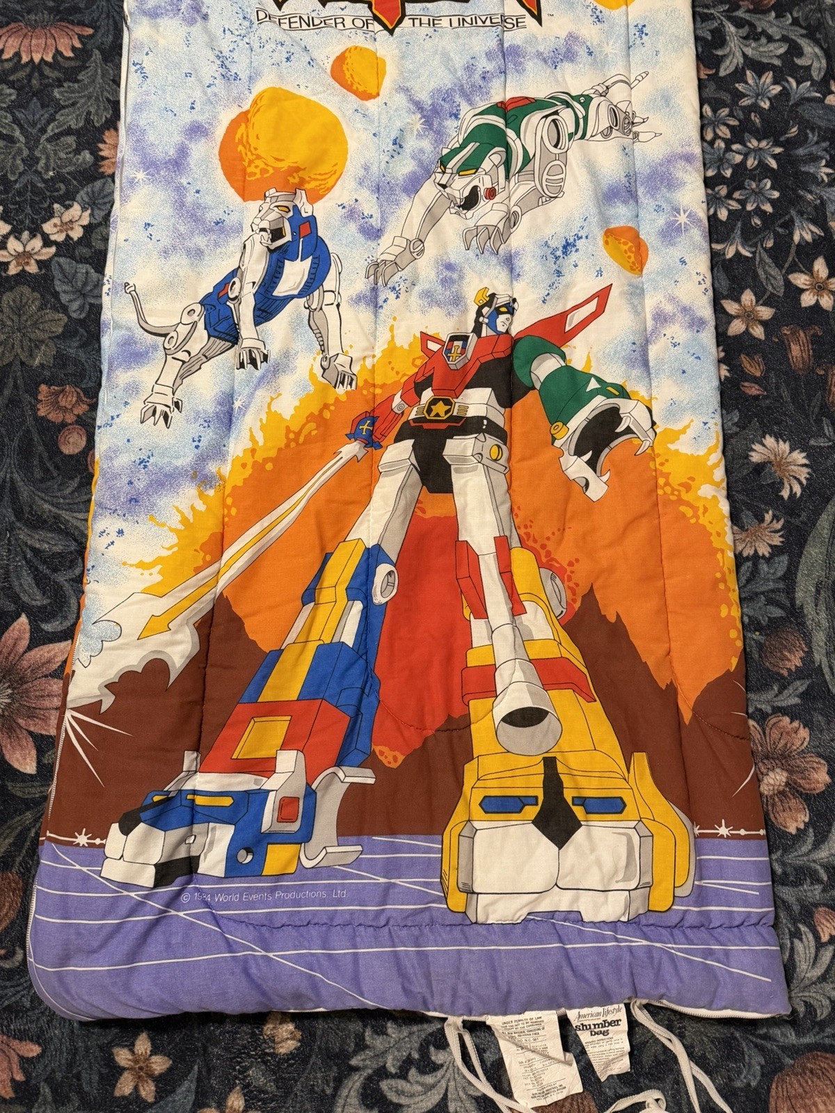 Vintage 1984 Voltron Sleeping Bag World Events Productions W.E.P. 1980's Slumber