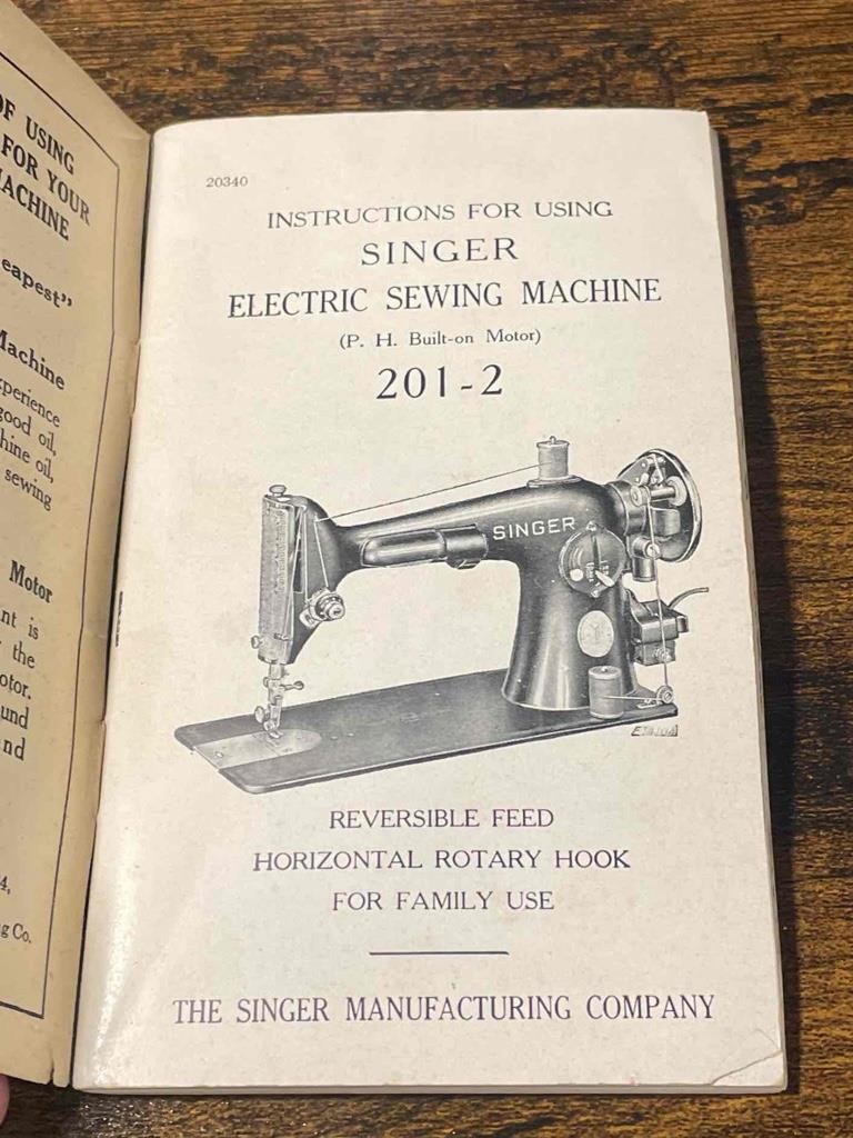 Genuine Vintage 1947 Singer 201-2 Sewing Machine Manual - CLEAN - FREE S/H!