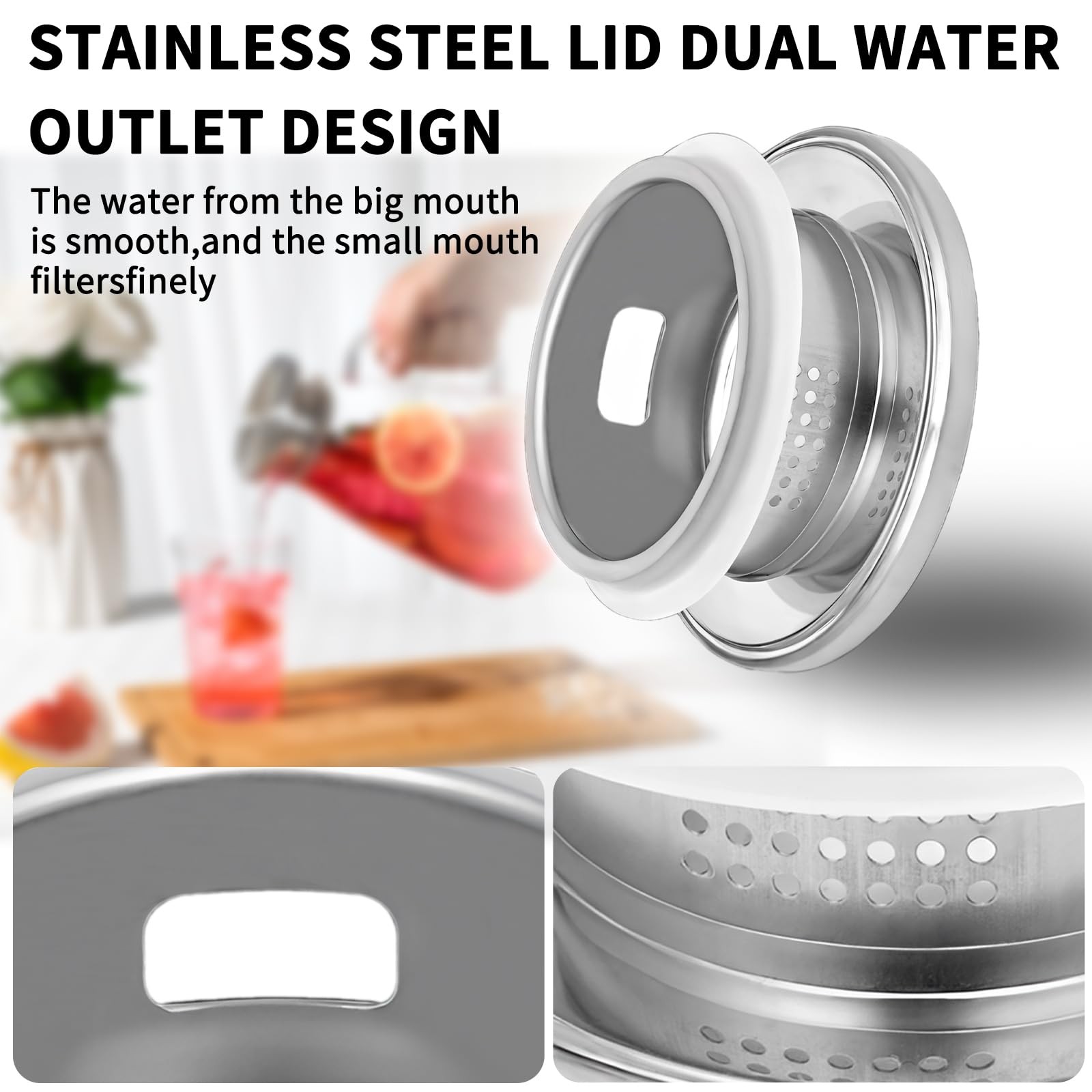 2 Liter 68 oz Glass Pitcher with Lid, Modern Design, Transparent, Leakproof, ...