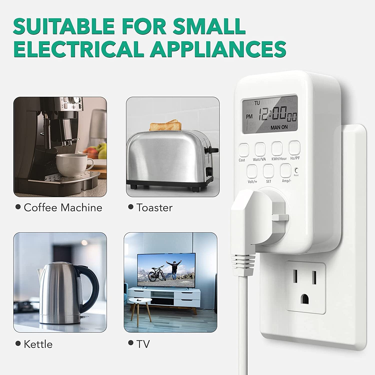 HBN Electricity Usage Monitor LCD Plug in Power Meter with 9 Display Modes