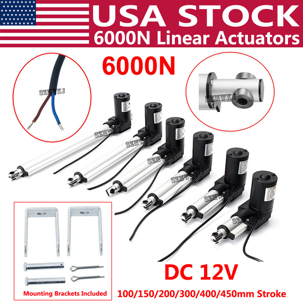4"-18" 6000N Electric Linear Actuator 1320lbs Max Lift Heavy Duty 12V DC Motor
