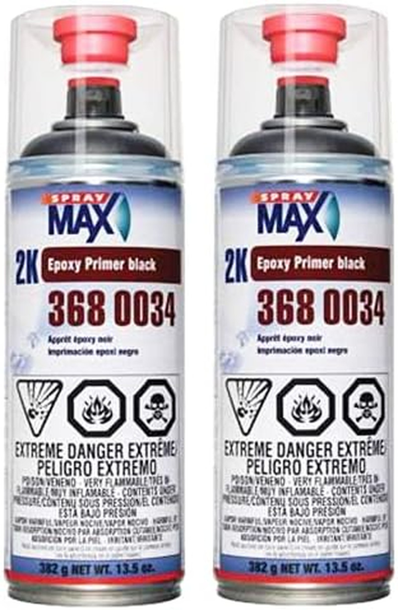 Matte Black 2K Epoxy Primer Aerosol 13.5 Oz - 2 Pack for Ultimate Finish