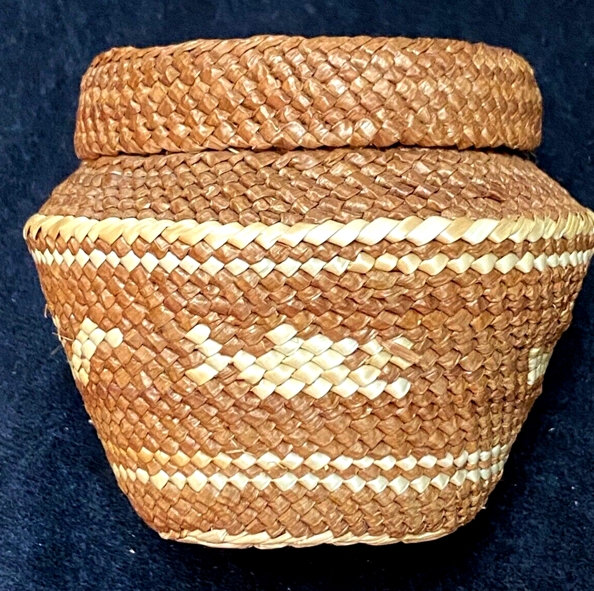 Northwest Coast Makah Indian Lidded Jar Basket