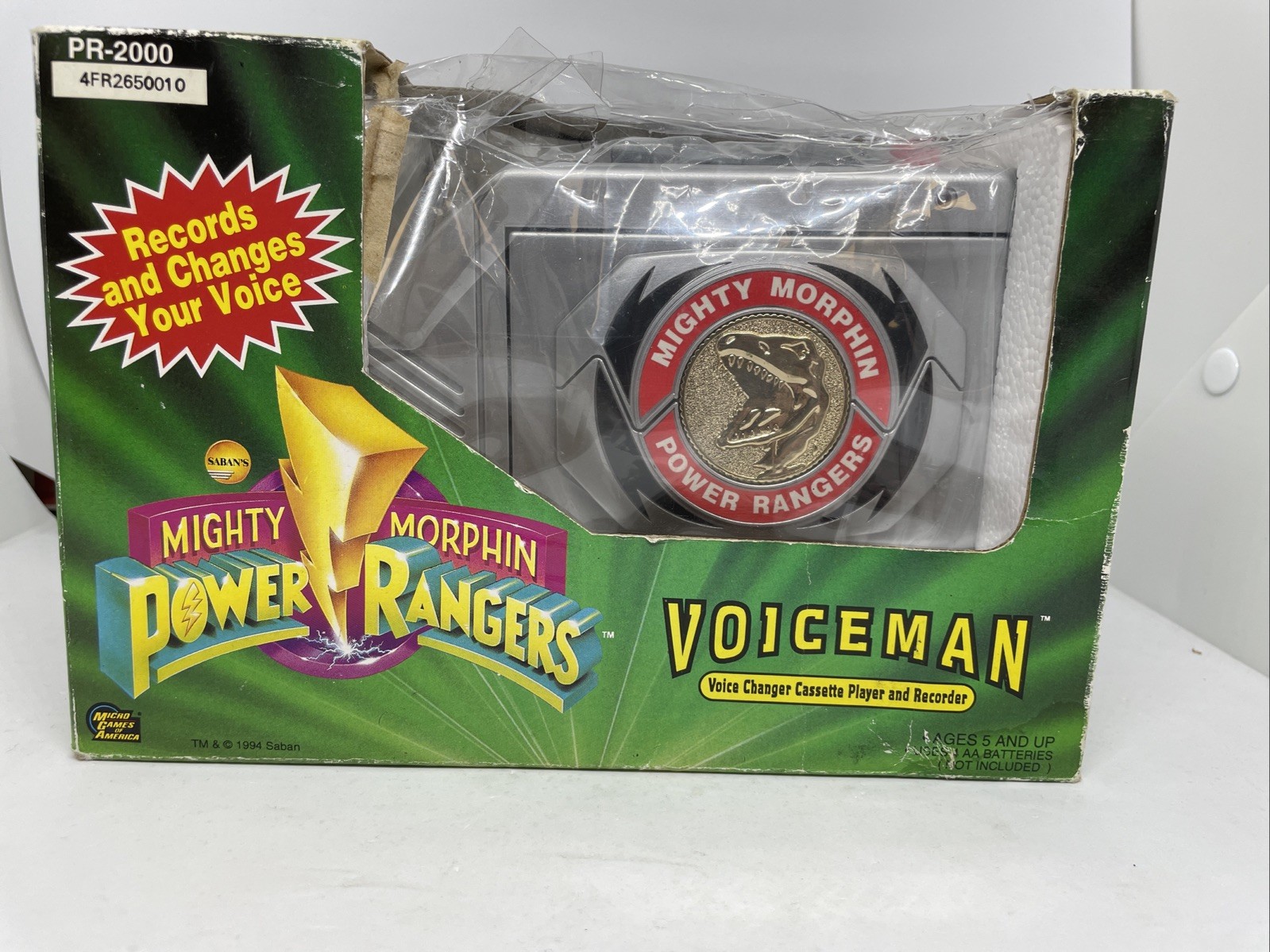Power Rangers Voiceman Voice Changer Cassette Player/Recorder NM Complete W/tape