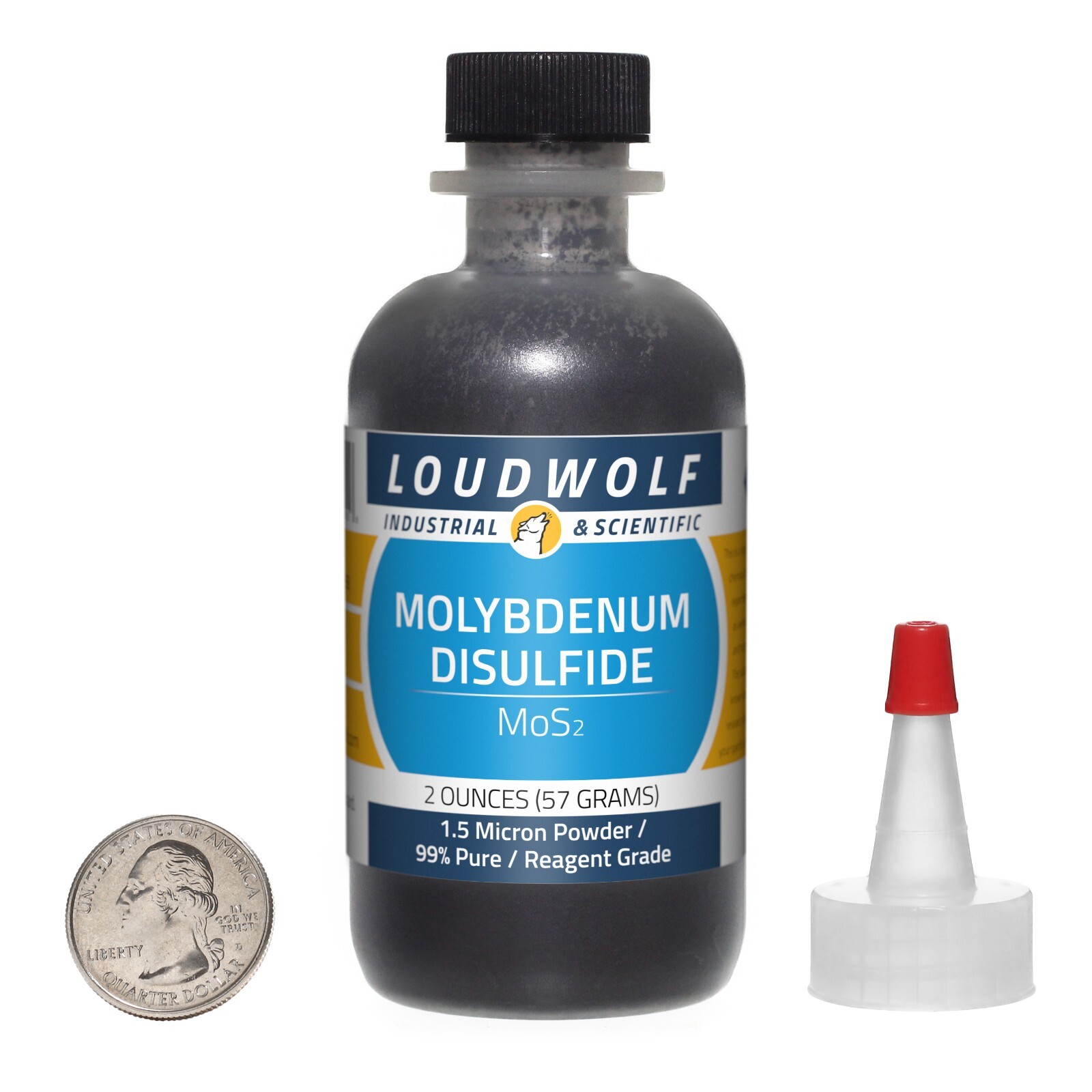 Molybdenum Disulfide / 2 Oz / 2 Bottles / 99% Reagent Grade / 1.5 Micron Powder