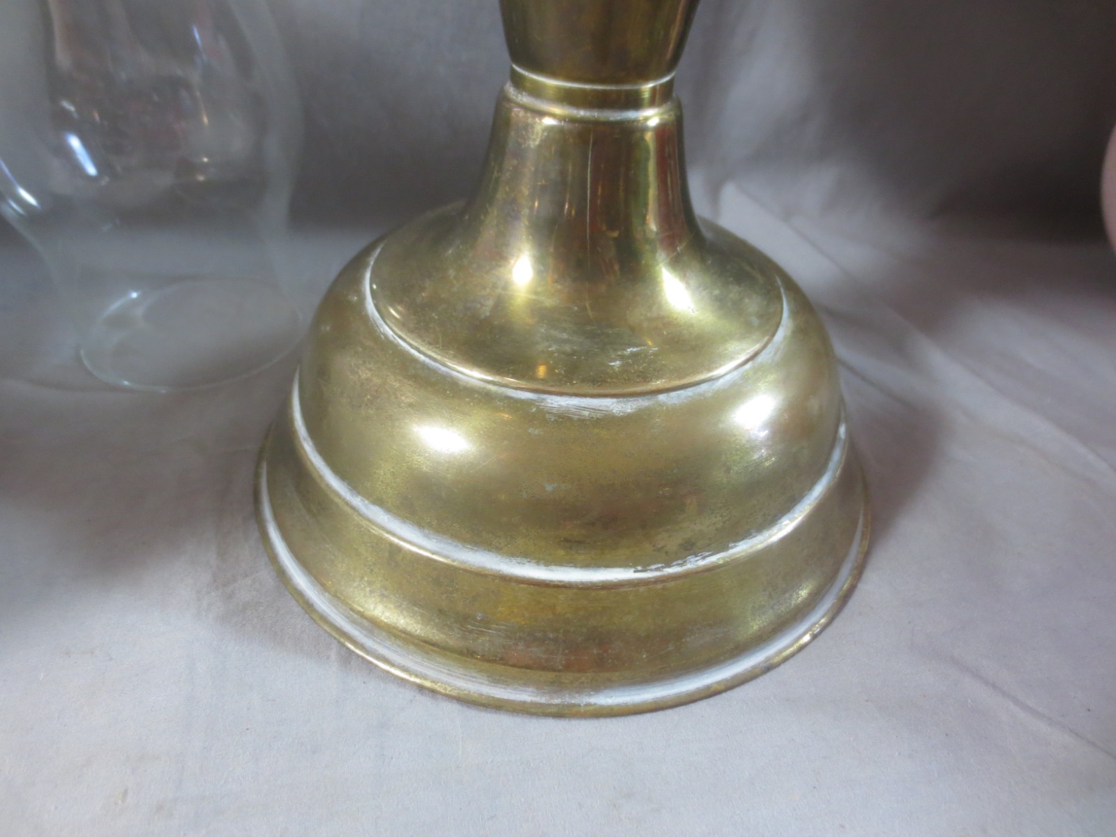 Vintage Made In England Brass Duplex Oil Lamp Chimney & Shade Shepards Hut Lamp