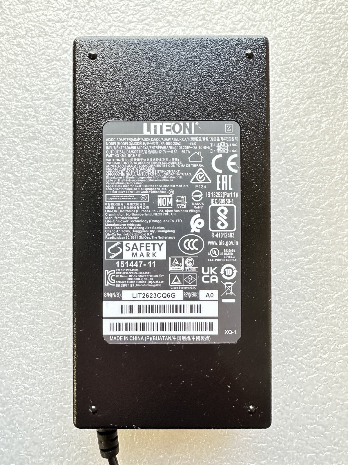 Cisco PWR-66W-AC-V2 ADP-66CR AC 100-240V 66W Power Supply - 1100 Series Routers