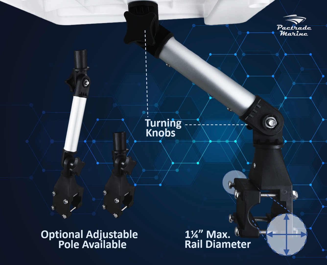 PactradeMarine Adjustable Bait Cutting Board Rail Mount with Angled Leg for Boat