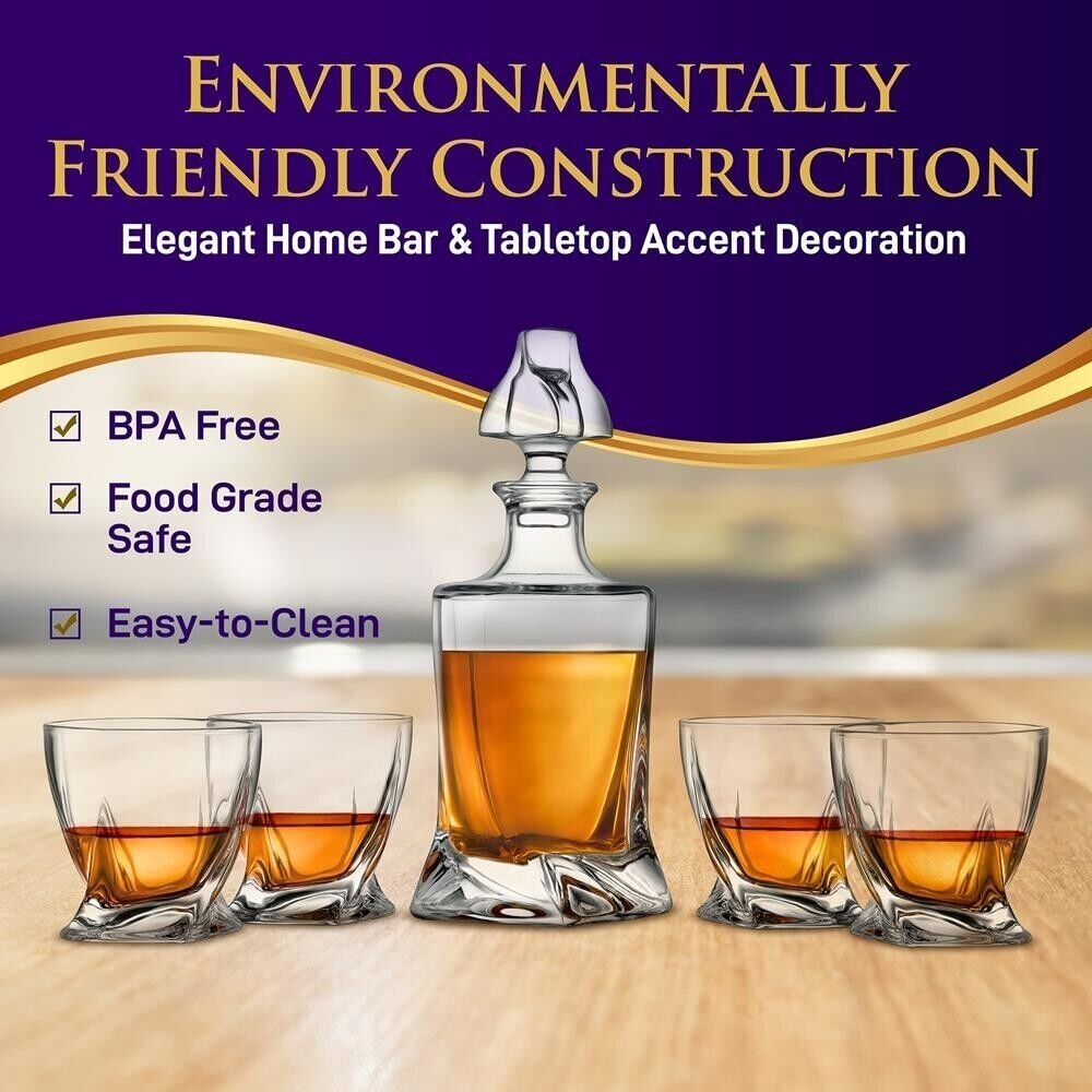 Nutrichef Home Bar Whiskey Decanter -Whiskey Glass Decanter Aerator Set, Elegant