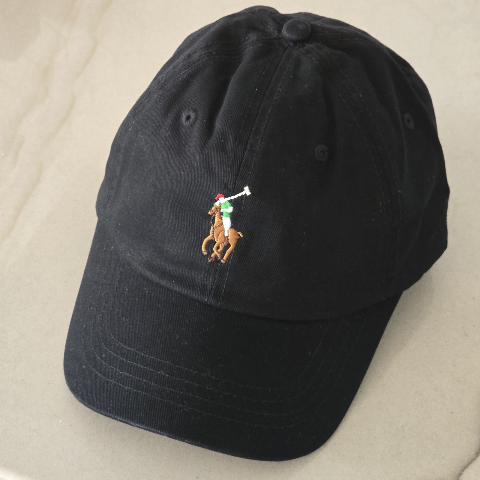 Polo Ralph Lauren Men's OS Cotton Chino Adjustable Baseball Cap Black Brown Pony
