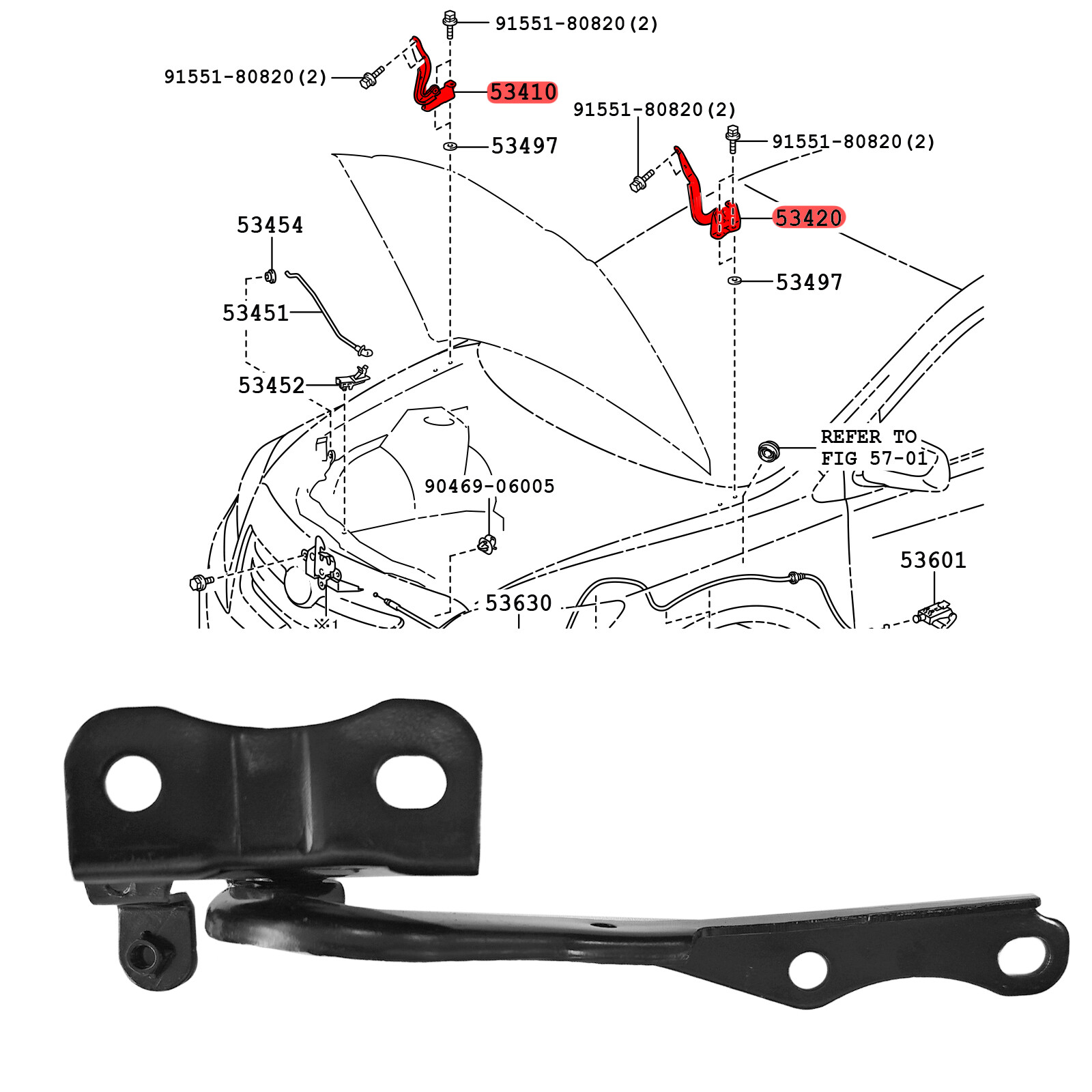 For Toyota Corolla 2009-2013 Right Left Side Sedan Carparts 1 Pair Hood Hinges