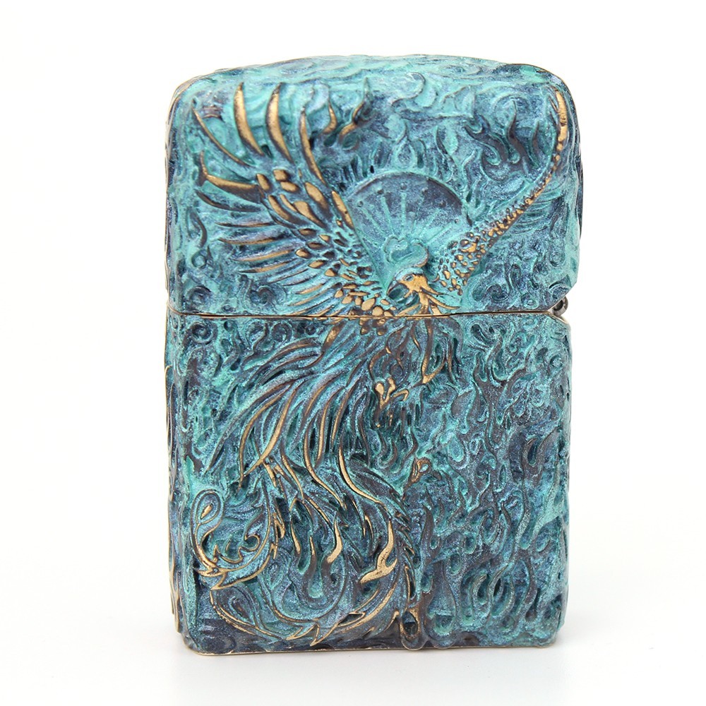 Zippo lighter Asia 6A Full Cover Custom/ Dragon & Phoenix Corrosion Processing
