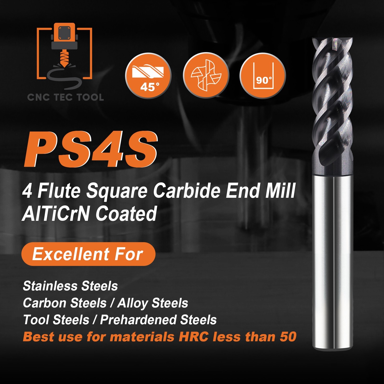 15 PCS Set 1/16" 5/64" 3/32" 7/64" 1/8" Square Carbide End Mill AlTiCrN Coated