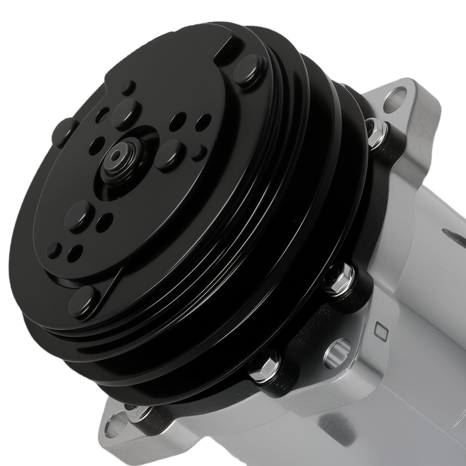 A/C Compressor w/ 2-Groove Pulley For Sanden 508 Style V-Belt 12V Chrome Black