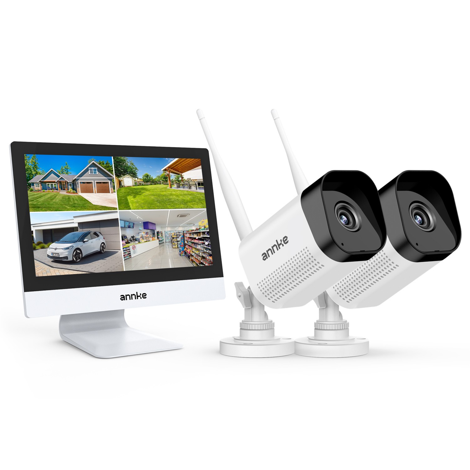 ANNKE 4K 10CH 12” Monitor Wireless 8MP WIFI Security Camera System Two Way Audio