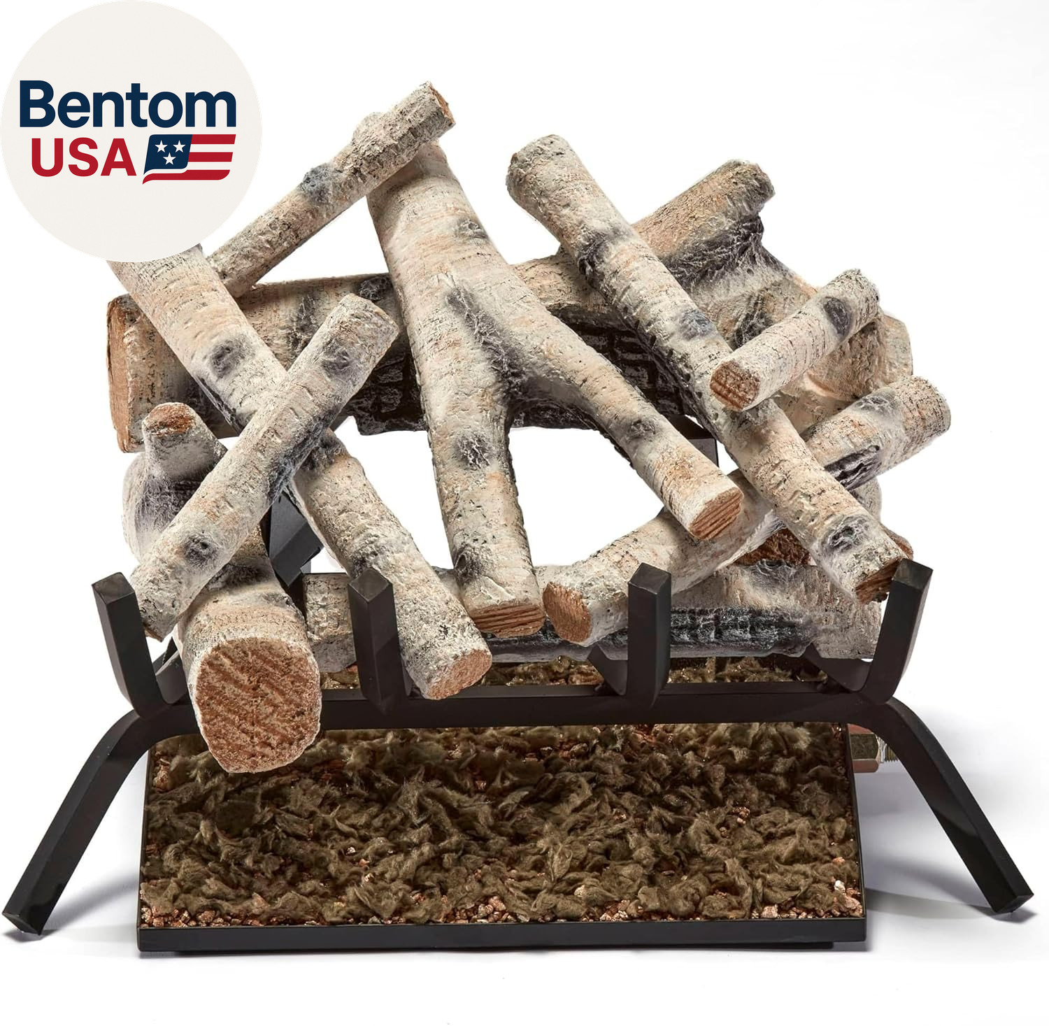 BVL18-2 Natural Gas Vented Fireplace Logs Set with Match Light, 45000 BTU, Birch