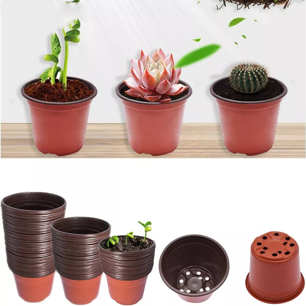 Plastic Plant Flower Pots Nursery Seedlings Pot Plant Container 100Pcs
