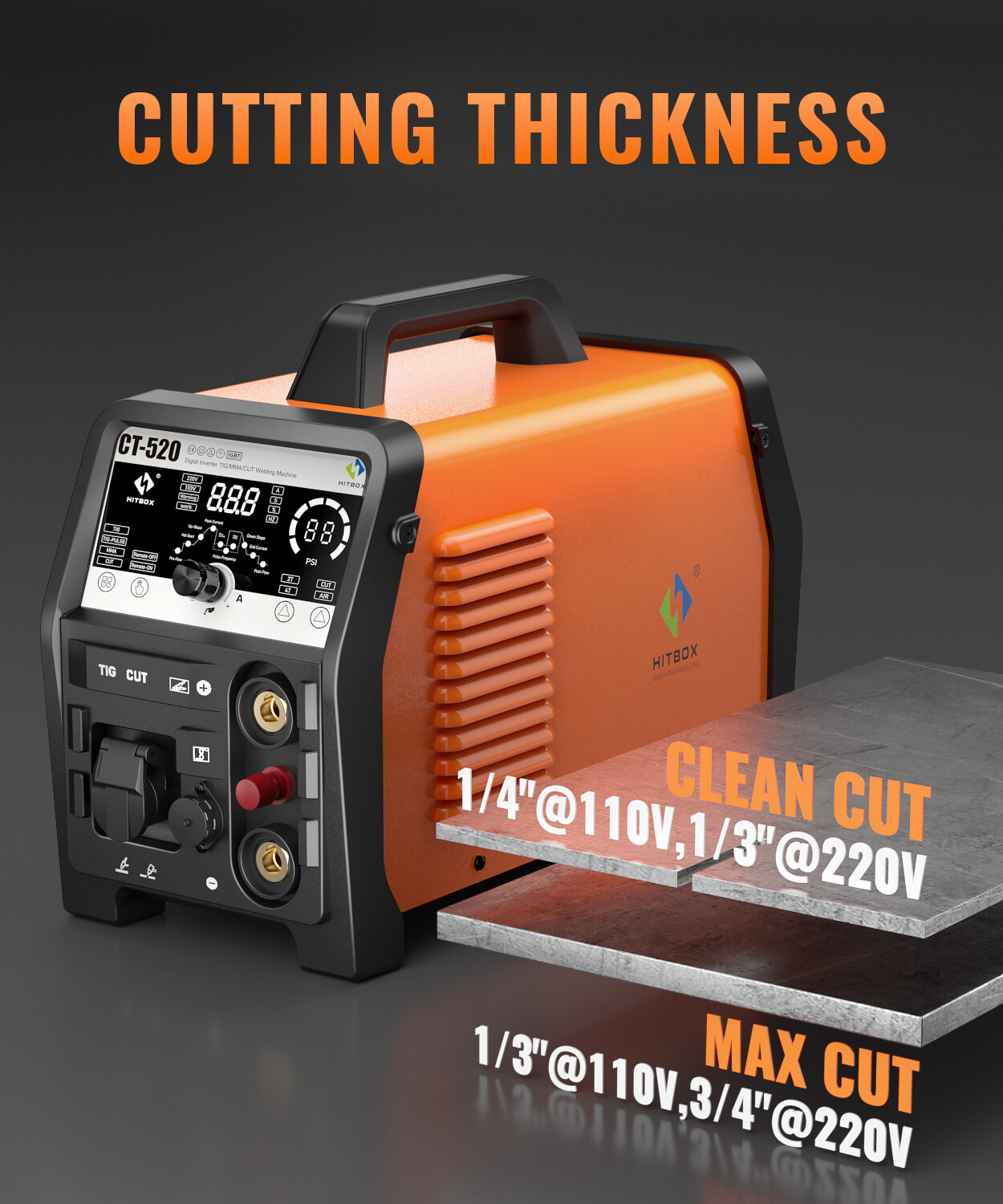 50A 4IN1 Cut/ Pulse TIG/TIG/MMA Non-touch Air Plasma Cutter, CUT 20mm,110V/220V