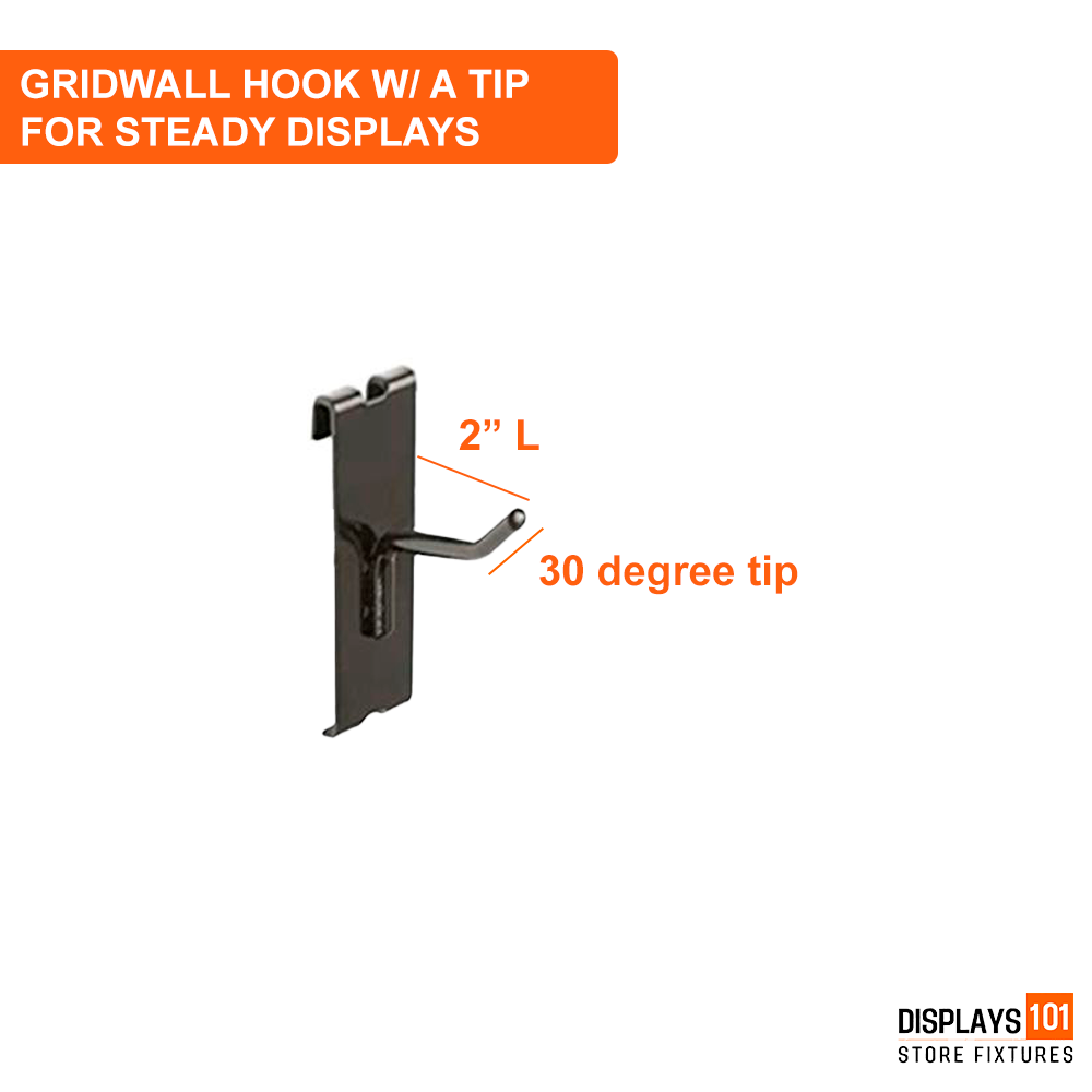 2" Gridwall Hooks - Black Hooks For Grid Panel Displays - NEW
