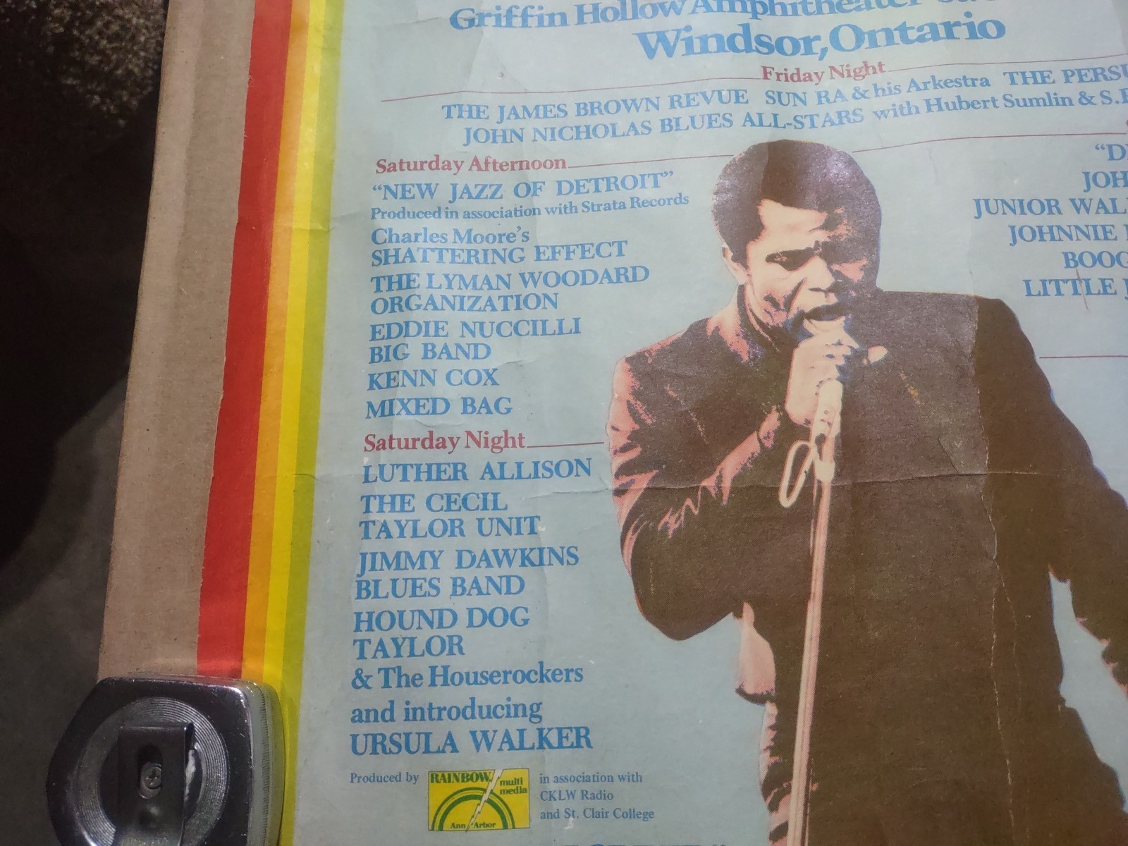 ORIGINAL 1974 ANN ARBOR BLUES & JAZZ FESTIVAL POSTER FEATURING JAMES BROWN