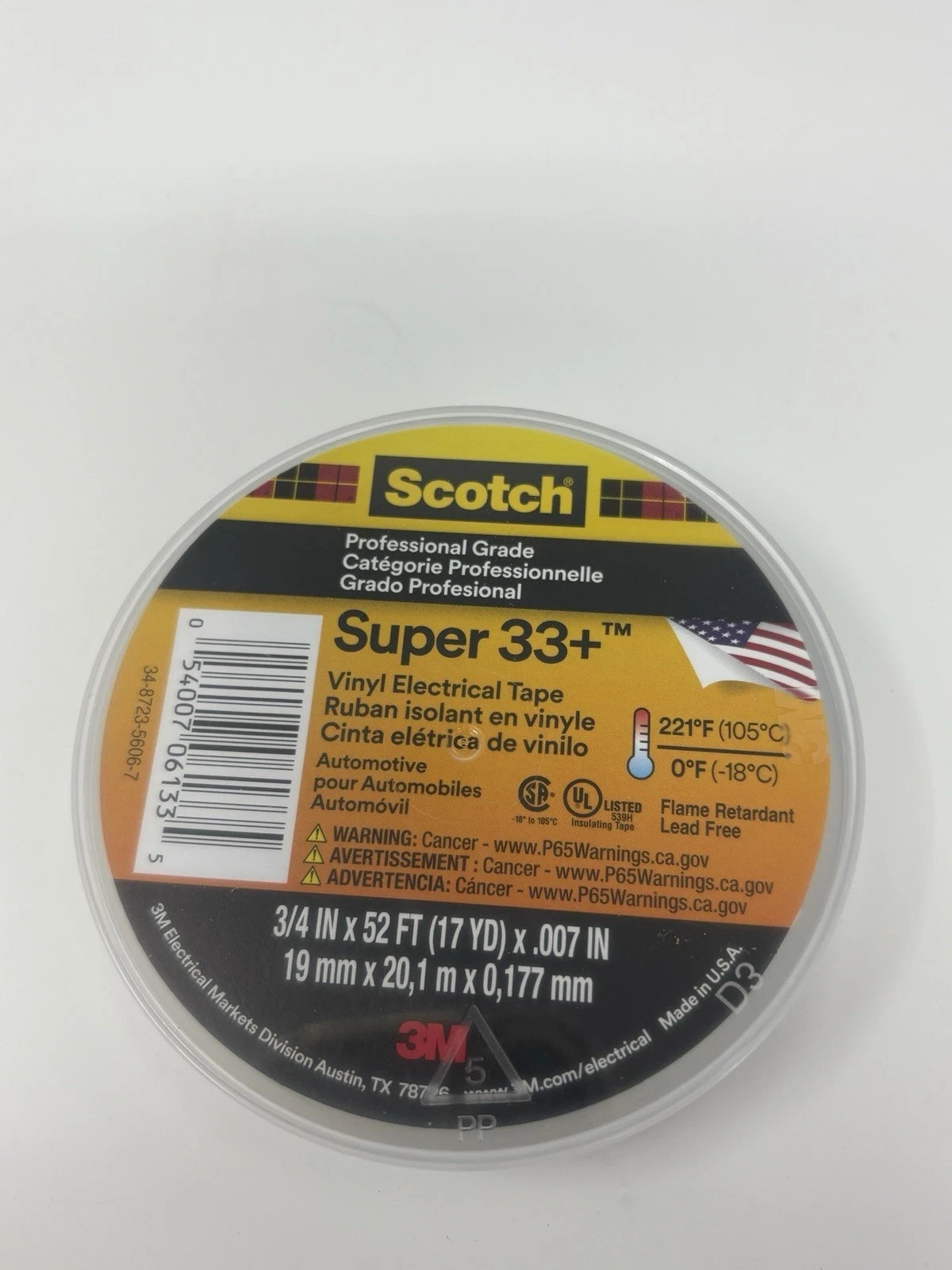 (10 PACK) 3M Scotch Super 33+ Vinyl Electrical Tape 06133 I 3/4"X 52FT