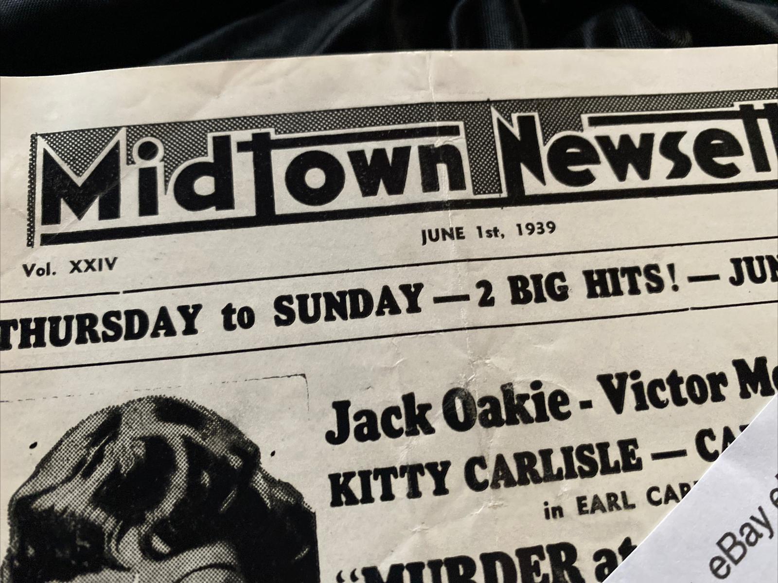MIDTOWN NEWSETTE Vintage 1939 Movie Newspaper CLAUDETTE COLBERT Cary Grant MORE