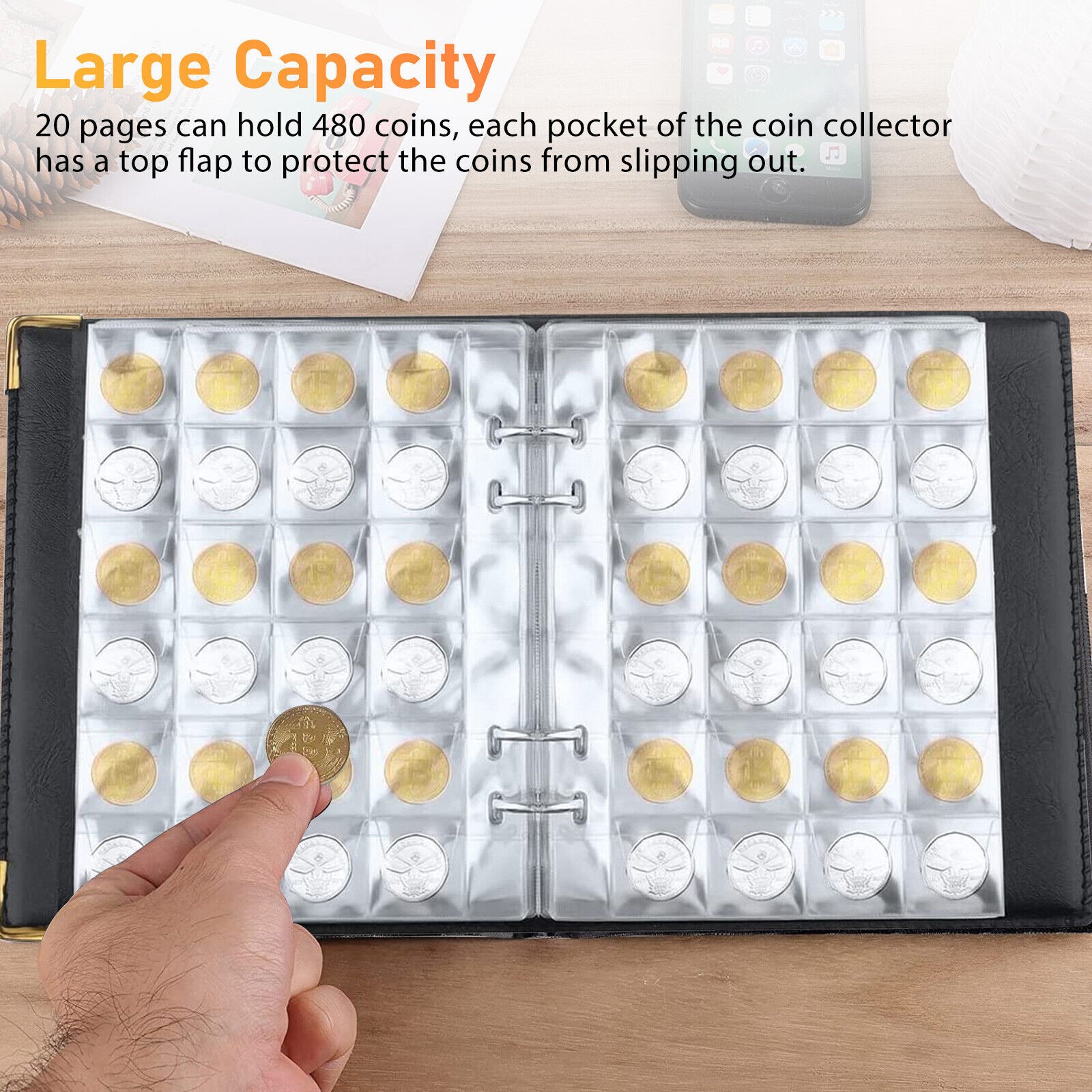 480 Pockets Coin Collection Book Holder Display Storage Case Album for Collector