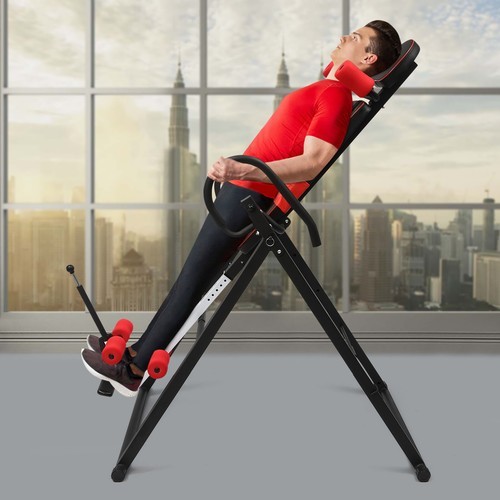 Foldable Inversion Table Teeter Machine Therapy Back Pain Relief Gravity Fitness