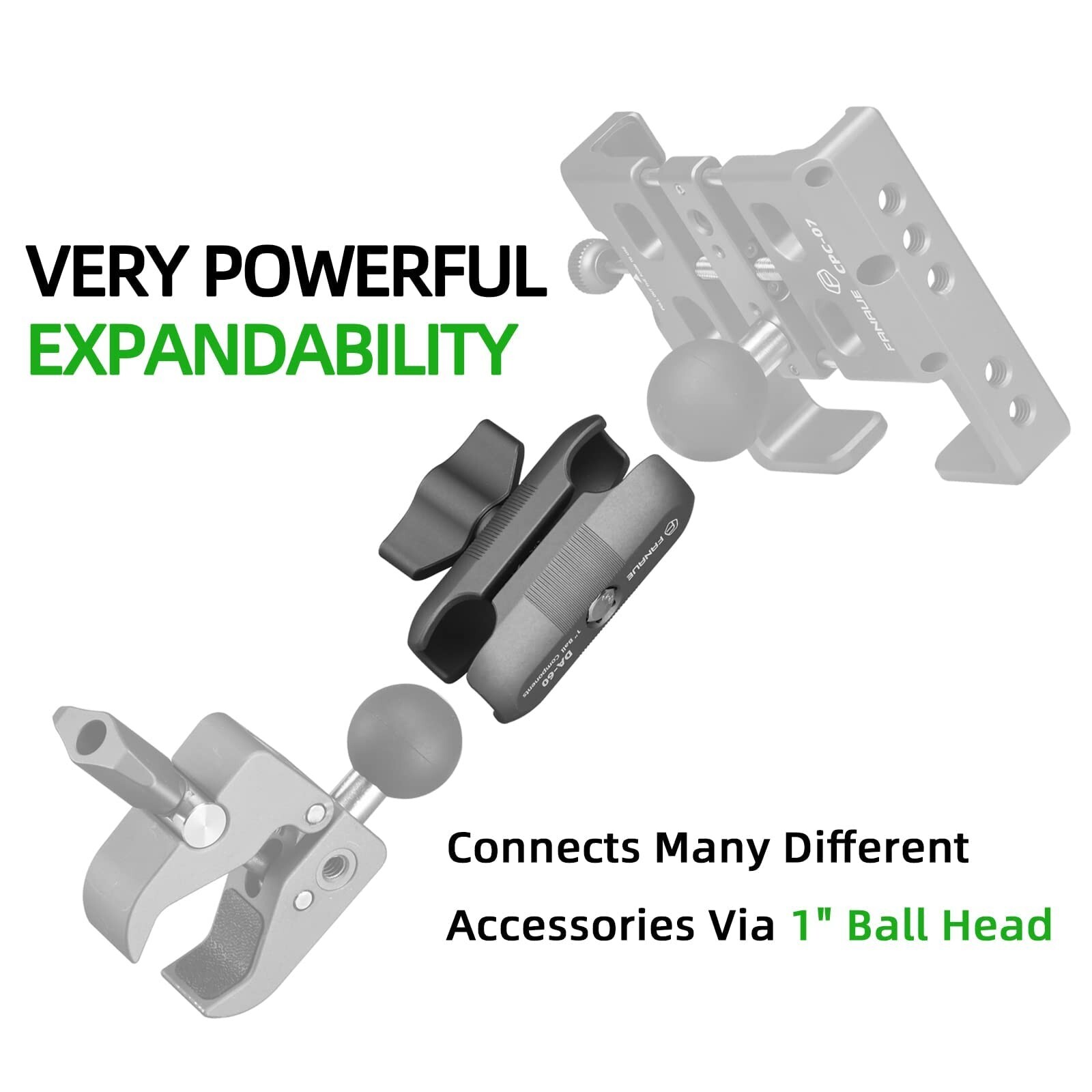 FANAUE Double Socket Arm Compatible with B Size 1" Ball Components for RAM Mount